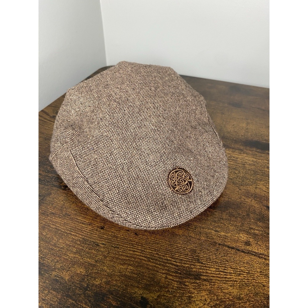 Patrick Francis Irish YOUTH‎ L Flat Cap Brown Tweed Newsboy Hat Wool Blend